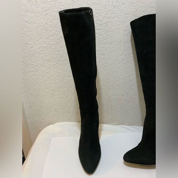 PRADA Black Suede Knee Stiletto Boots Size 39 - Picture 7 of 16